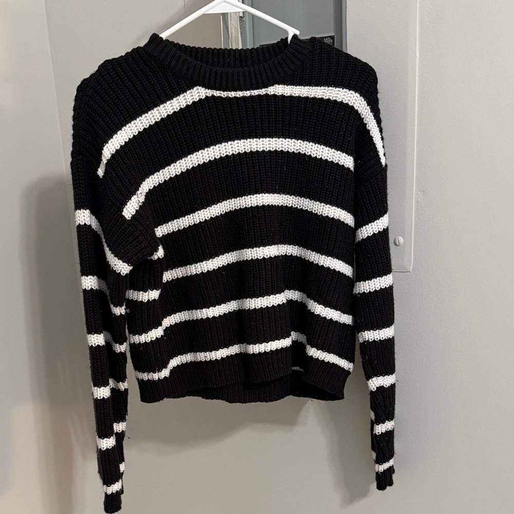 Bershka Black and White Striped Sweater